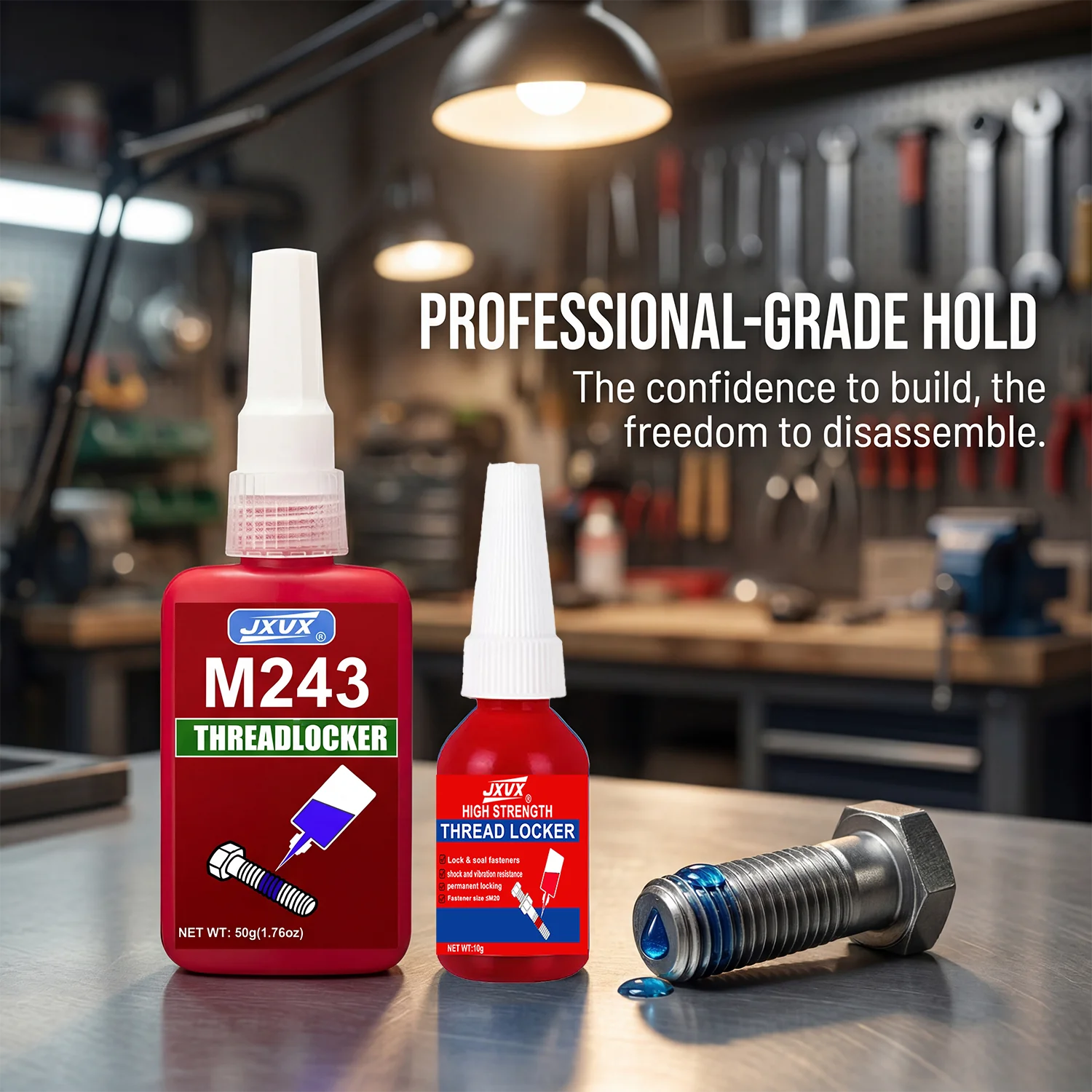 Gewindesicherungsmittel 243 271 (50g) Blau/Rot Mittel- bis Hochfestes Anaerobes Klebemittel für Metall – Verhindert Lockerungen und Lecks Image