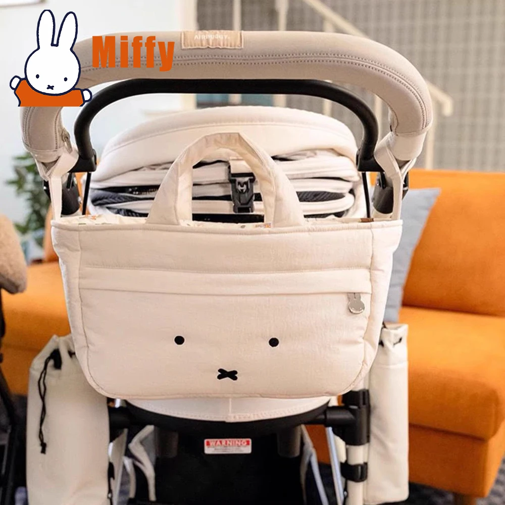Kawaii Miffy Baby-Kinderwagen-Einkaufstasche, süßer Kinderwagen-Organizer, vielseitige gepolsterte Aufbewahrung, Windeltasche, Reisetasche, Geschenk für Mama und Mädchen Image