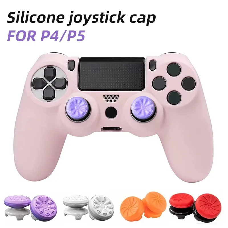 2 Stück Silikon-Daumengriffe für PS4 PS5 Controller, Daumengriff-Abdeckungen, Joystick-Booster-Kappen, Zubehör für Videospiel-Controller