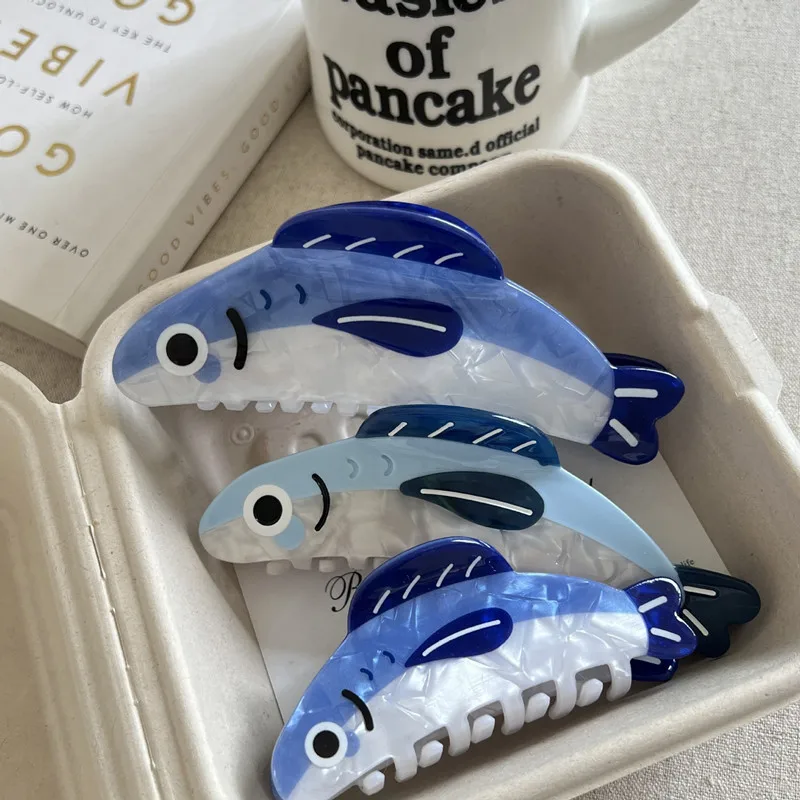 1 Stück Kreative Ozean-Sardinen-Haarspange Niedlicher Hai-Textur Pferdeschwanzhalter Weiblicher Haarschmuck Clip Image