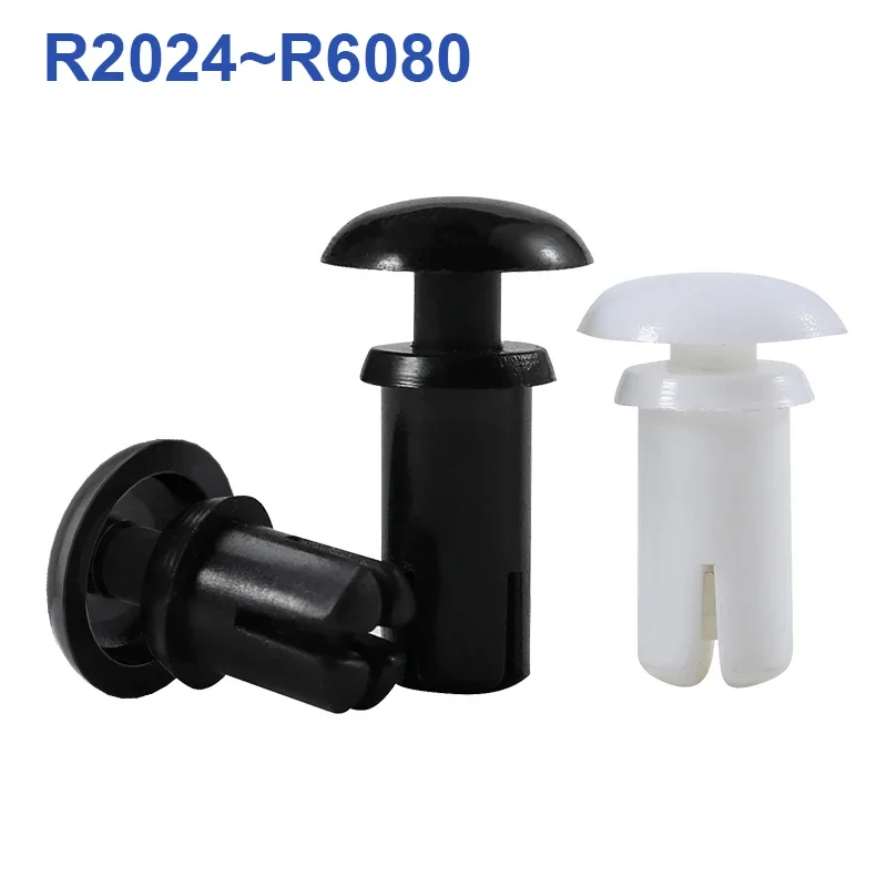 50 Stück Schwarze / Weiße Nylon-Druckknöpfe Kunststoff R-Typ PC-Platte Kunststoff-Buchsen-Nylonnieten R20 R26 R30 R35 R40 R50 R60 Image