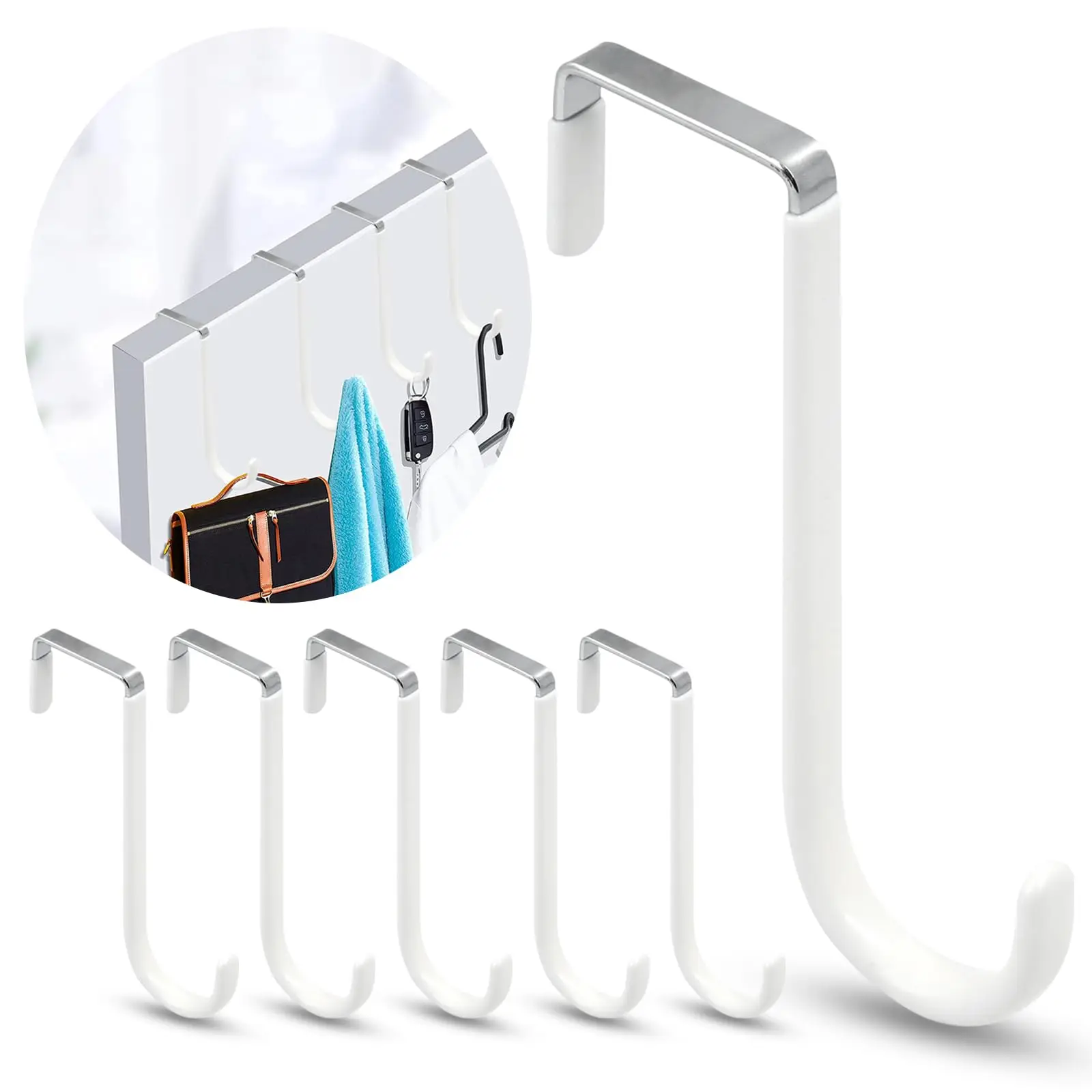 Türhaken mit Gummi-Organizer-Haken für Wohnzimmer, Badezimmer, Schlafzimmer, Küche zum Aufhängen von Kleidung, Handtüchern, Hüten, Mänteln