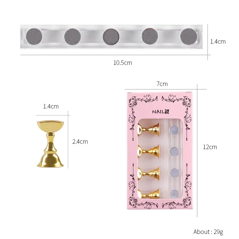 Großhandel Nagelspitzen, Kristallbasis, Salon DIY Maniküre-Werkzeug, Nagelkunst-Displayständer 5 Stück/Set, Magnetischer Halter für Übungszwecke