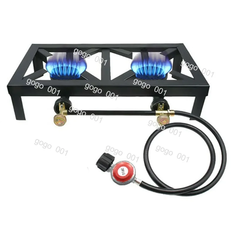 Tragbarer Doppelbrenner-Campingkocher mit 0-20 PSI Einstellbarem Druckregler und Schlauch für den Außenbereich Image