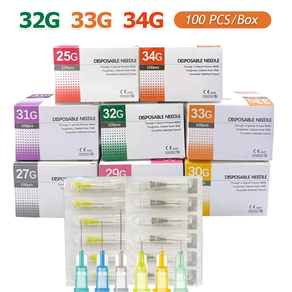 Schmerzfreie kleine Nadel 32G 4MM 32G 6MM 30G 13mm 34G 4MM Einweg-Edelstahl Ultrafeine Scharfe Nadel Augenlidpflege-Werkzeug Image