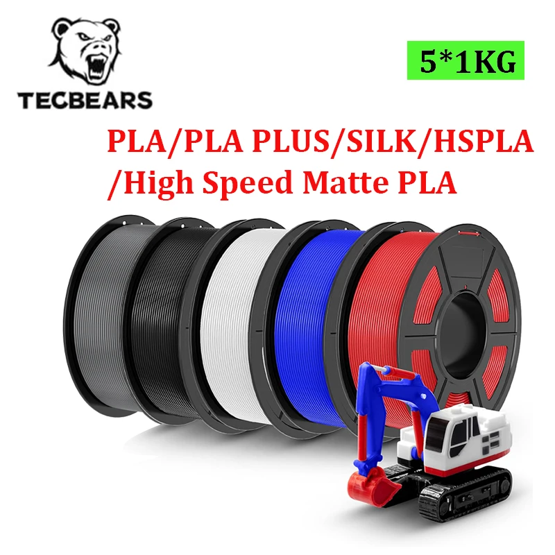 TECBEARS 3D Filament PLA/PLA PLUS/SILK PLA+/High Speed PLA/High Speed Matte PLA 1,75mm 5 Rollen/5KG FDM 3D-Druckmaterialien Image