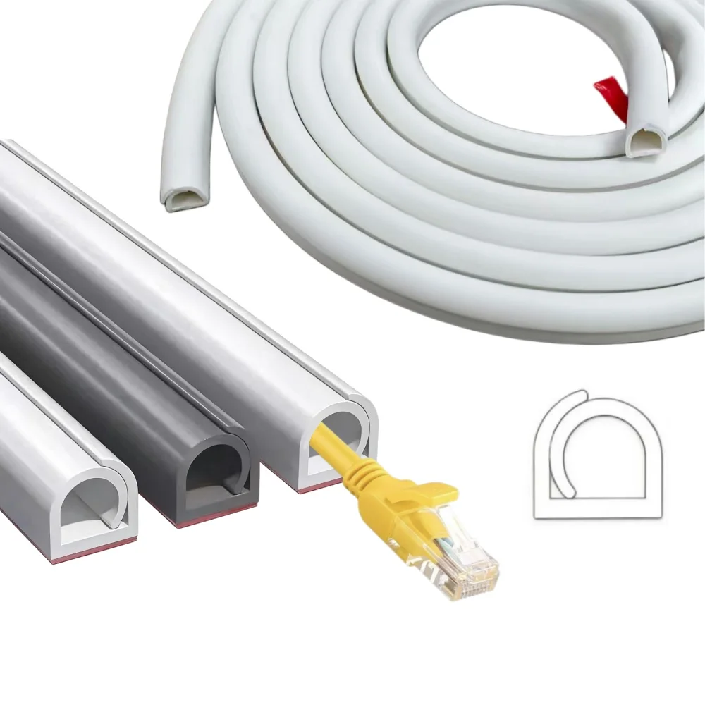 1 Rolle 3 Meter/118,11 Zoll selbstklebender Kabelschutz für elektrische Leitungen, PVC-Kabelkanal, verdeckte Kabelrinne Image