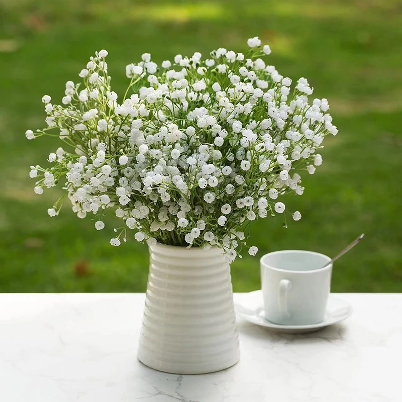 15 Zoll weiße Gypsophila künstliche Blumen Hochzeit DIY Dekoration Anordnung Kunststoff Babys Atem gefälschte Blume Wohnkultur Image