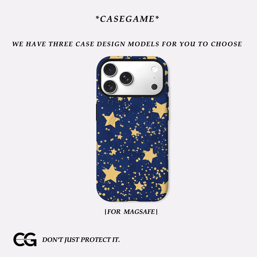 Casegame Matte Bumper für MagSafe Hülle für iPhone 17 16 15 14 Plus 13 Pro Max Stoßfeste Harte PC Marine Stern Konfetti Schutzhülle Image