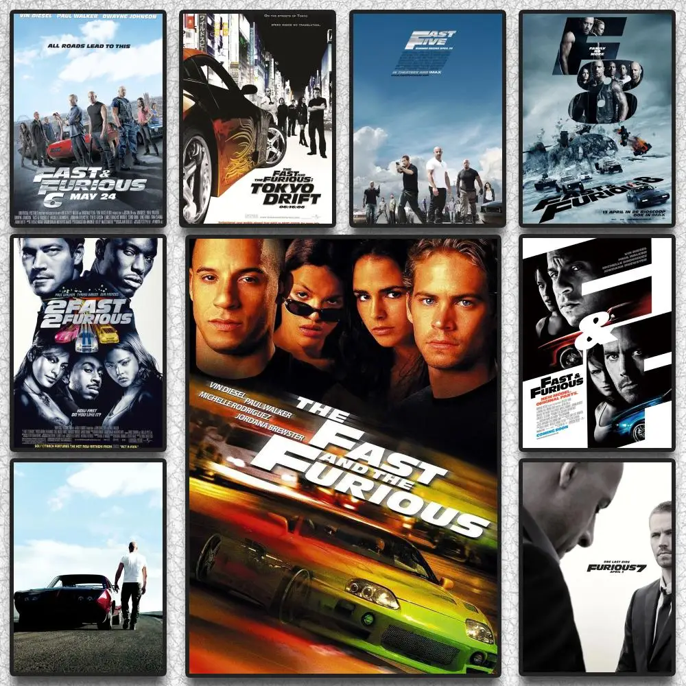 Fast And Furious Filmplakat, selbstklebender Wandkunstdruck, wasserfest, für Zuhause, Wohnzimmer, Schlafzimmer, ästhetische Dekoration
