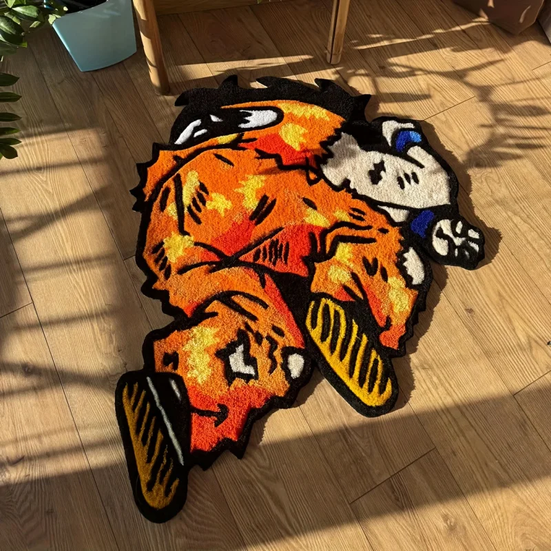 VIKAMA Teppich mit abstraktem Cartoon-Charakter-Design – weich, unregelmäßige Form, geeignet für Schlafzimmer, Wohnzimmer und Heimdekoration Image