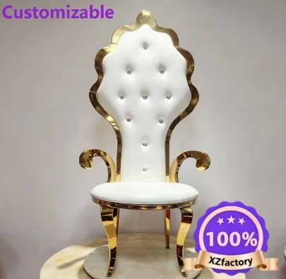Hochwertiger Diamantschnallen-Hochlehner für Hochzeiten, Braut- und Bräutigam-Sofa, Königsstuhl