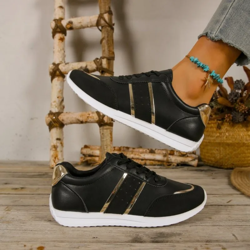 Damen-Sneaker, leichte Plateau-Sneaker, Damen-Sneaker aus Leder, Patchwork, lässige Sportschuhe, Damen-Outdoor-Laufschuhe, vulkanisierte Schuhe