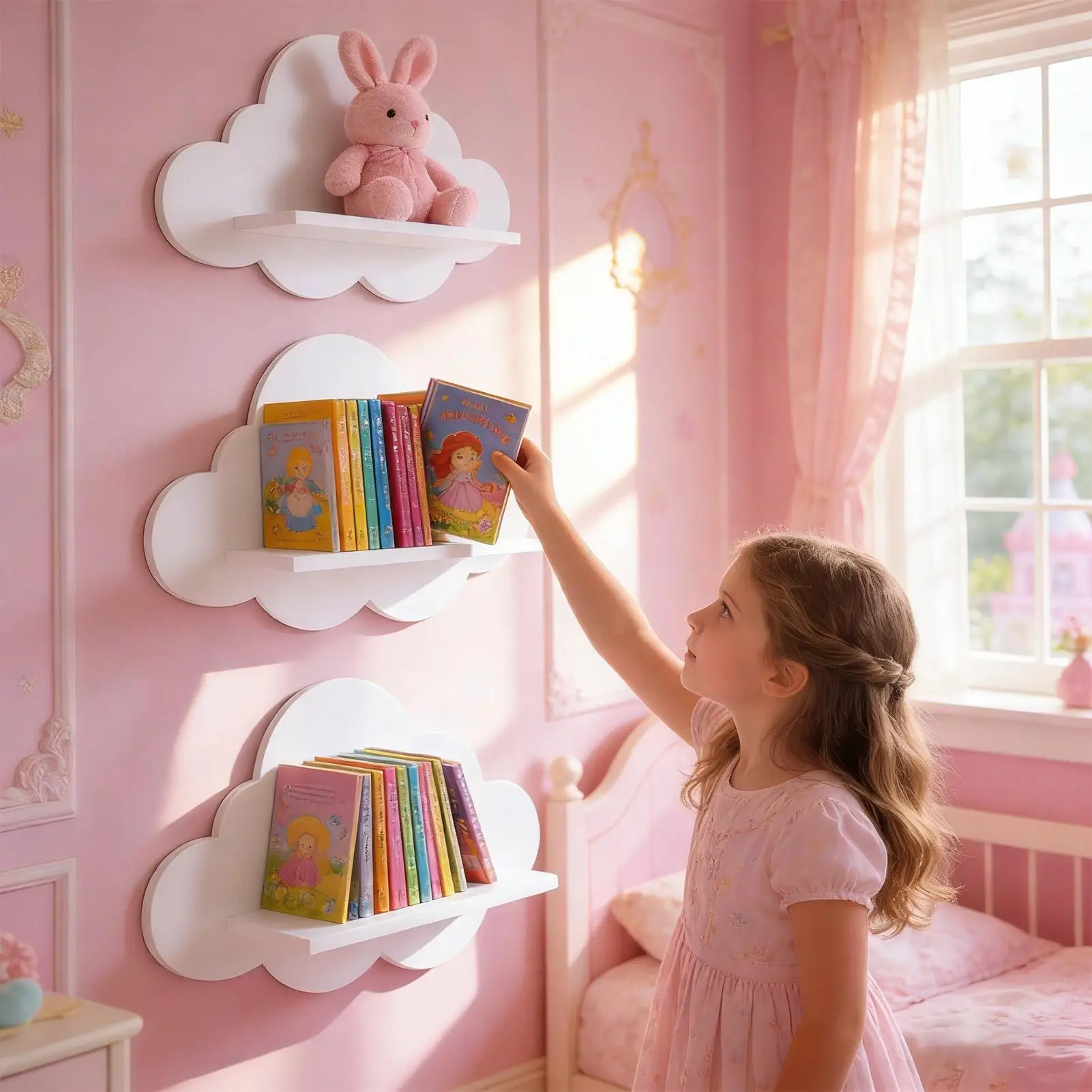 3 Stück niedliche schwebende Regale in Wolkenform, Bücherregal in Wolkenform, moderne Wandregale für Kinderzimmer, Kinderzimmer, Küche, Arbeitsplatz