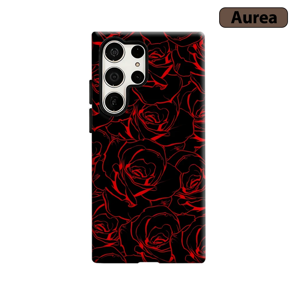 Crimson Rose Handyhülle für Samsung Galaxy S25 Ultra S24 S23 Ultra Plus Stoßfeste Doppelschicht Robuste Rückabdeckung Image