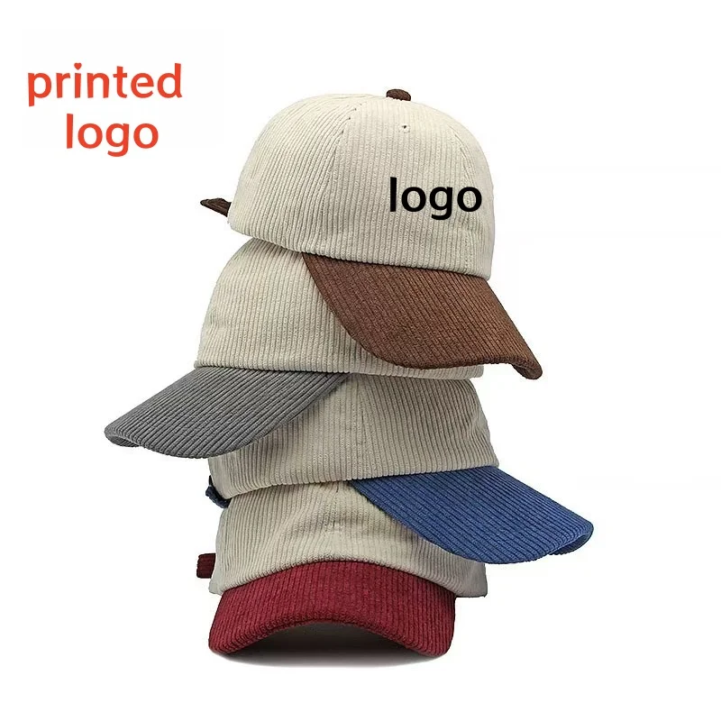 Damenmütze mit Buchstaben-Aufdruck, Vintage Cord-Baseballkappe, Herbst- und Wintermütze, warme Mütze für Damen und Herren, frische Hip-Hop-Mütze, Bone Gorras Image