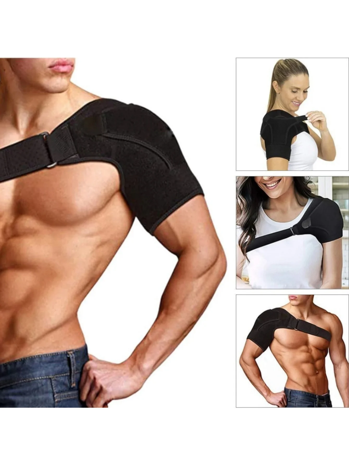 48 – Sport-Schulterstützpolster, verstellbarer Kompressions-Schulterschutz, doppelte Schulterstützgurte, Unisex Image