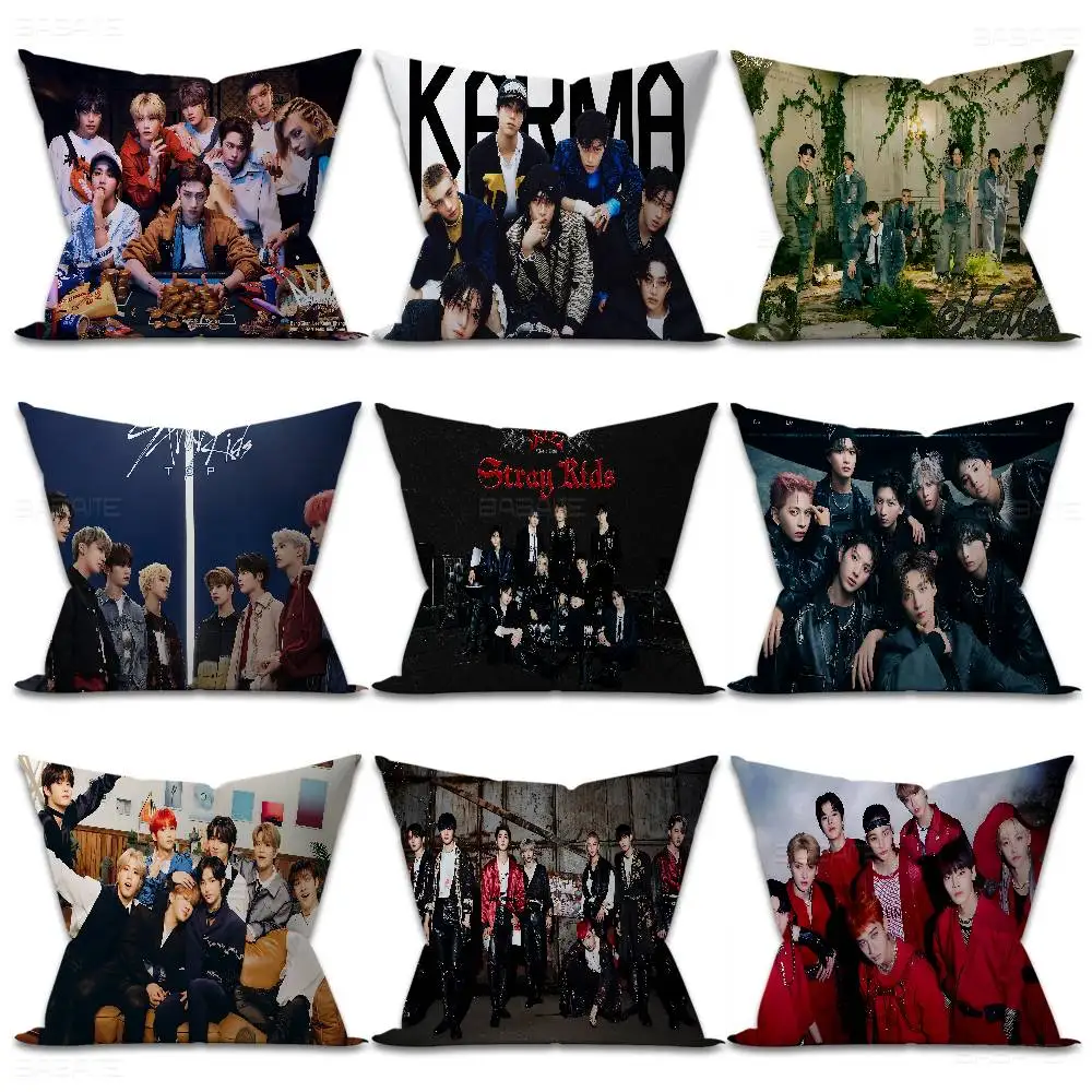 Kpop Star S-Stray Kids personalisierte Bild- und Text-Dekokissen für den Haushalt, Geschenke für den Haushalt, 45 x 45 cm