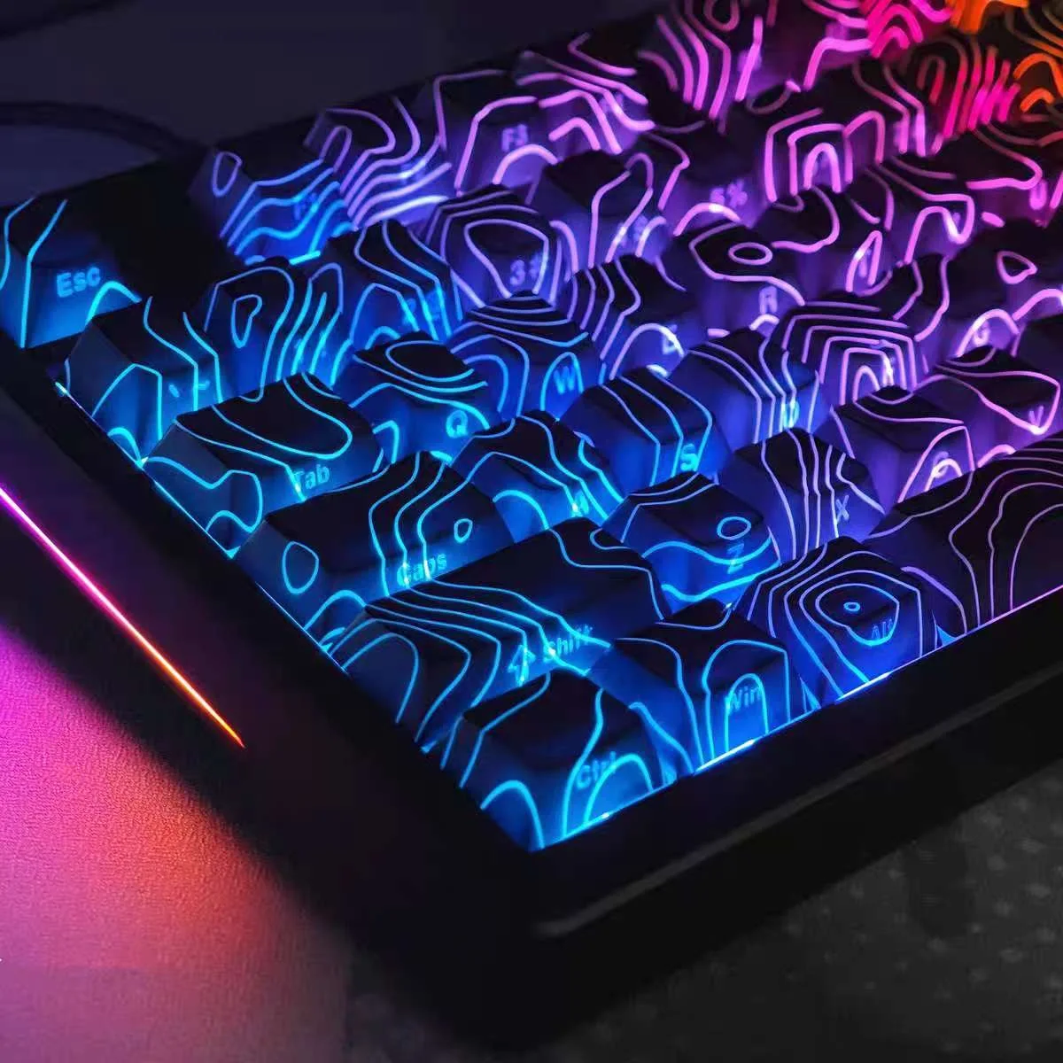 130+ Tasten, Höhenlinie, weißer Seitendruck, PBT-Tastenkappe, Hintergrundbeleuchtung, RGB, Cherry Profile Dye-Sub, für mechanische Cherry MX Gamer-Tastatur Image