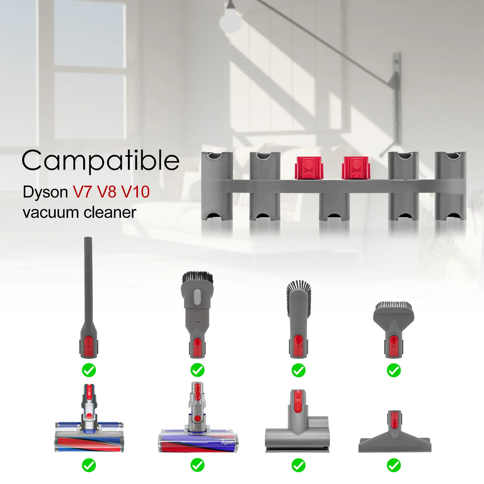 Für Dyson V7 V8 V10 V11 V15 Staubsauger Platz Pinsel Kopf Düse Reinigung Zubehör Halterung Lagerung Regal Werkzeuge Halter Image
