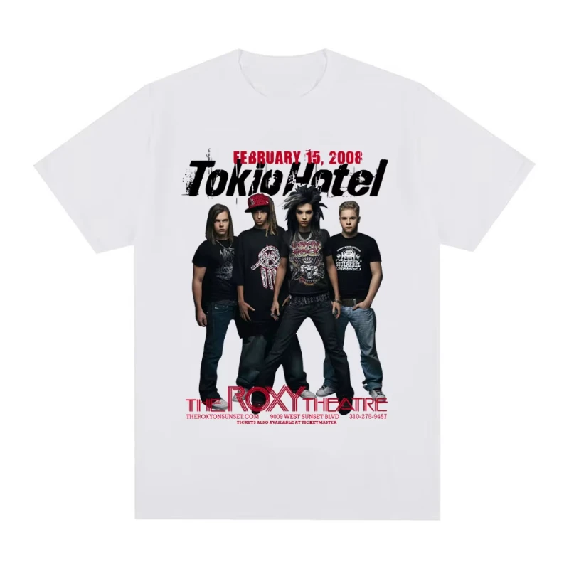 Rock Band Tokio Hotel Musik Grafik T-Shirt Herren Damen Hip Hop Punk Gothic T-Shirt Reine Baumwolle Übergroßes Kurzarm-T-Shirt Image