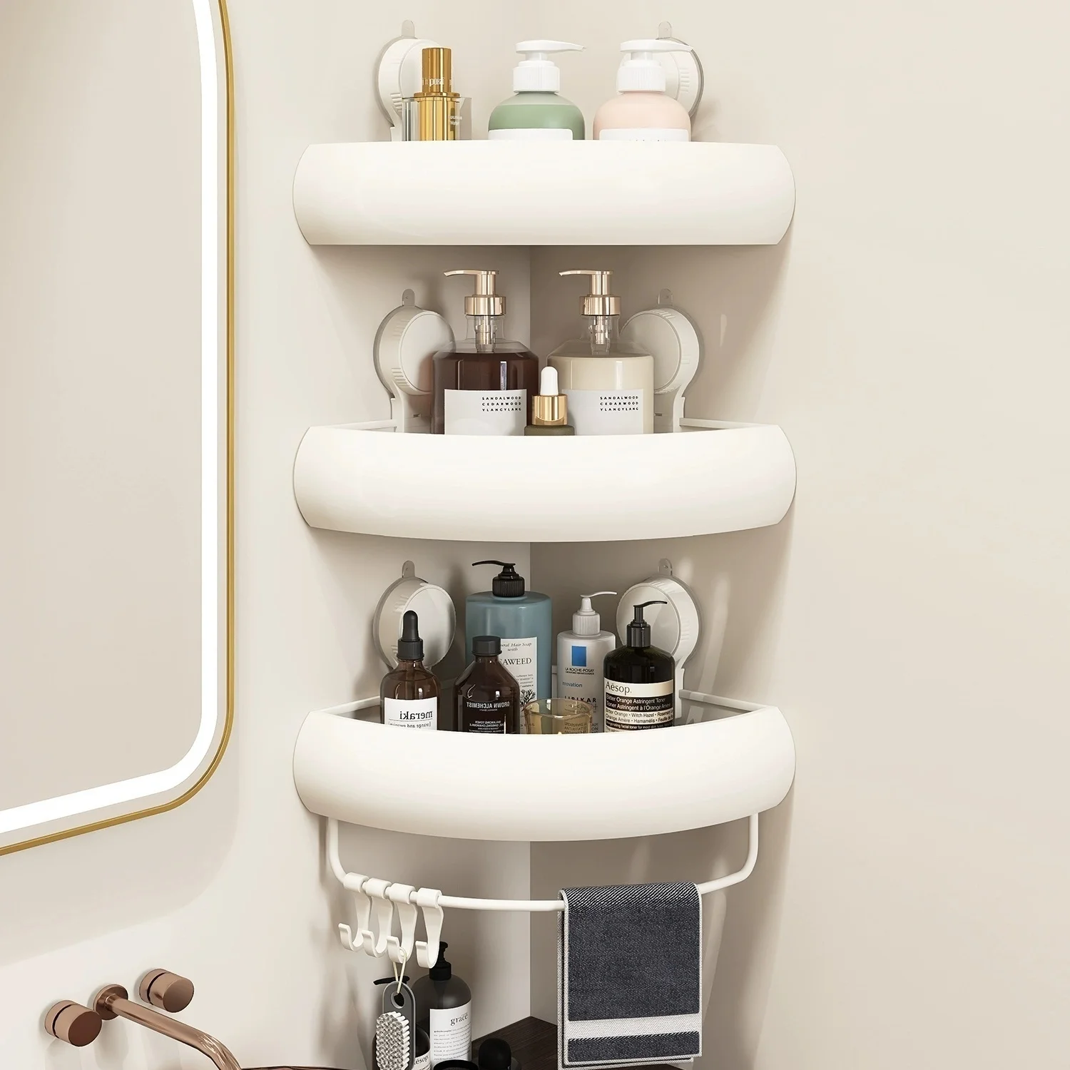 Support de rangement à aspiration pour salle de bain, coin sans perçage, toilettes, douche, Gel de bain, Triangle, support organisateur pour l'organisation de la salle de bain