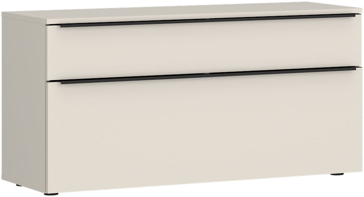 Lowboard TOM TAILOR HOME "COLOR PUZZLE 3 – 1 Klappe 1 Schublade mit farbigem Griff und Füßen", light taupe, B:110cm H:56cm T:42cm, Holzwerkstoff, Melamin, Spanplatte, Sideboards, Lowboard, Kommode, Breite 110 cm,mit Klappe und Schublade, viel Stauraum Image