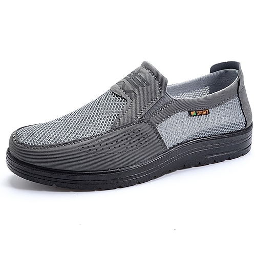 Graue Herren-Slipper, atmungsaktiv, leicht und bequem – ideal für Alltag, Reisen, Pendeln, Büro und einen gehobenen Freizeitstil. Image