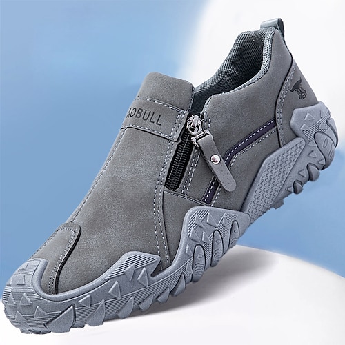 Beigefarbene Herren-Sneaker für Outdoor-Aktivitäten: Atmungsaktive, leichte und bequeme Slipper zum Hineinschlüpfen, ideal für Reisen, Wanderungen, Wochenendausflüge, den Alltag und die Freizeit im Freien. Image
