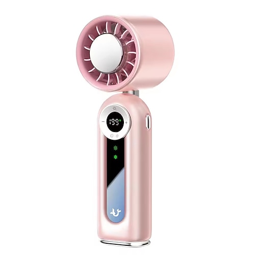 Handventilator mit Kältekompresse, 100 Geschwindigkeitsstufen, tragbarer Mini-Ventilator mit LED-Anzeige, faltbar, USB-aufladbar, ideal für Reisen, Sport, Camping, schnelle persönliche Kühlung Image