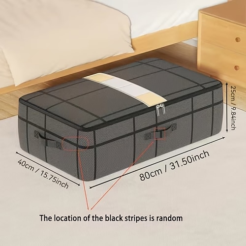 Schwarzer Aufbewahrungsbeutel aus Vliesstoff für unter das Bett, handwaschbar, geeignet zur Aufbewahrung von Kleidung und Decken, hilft bei der Organisation des Kleiderschranks, unverzichtbar beim Image