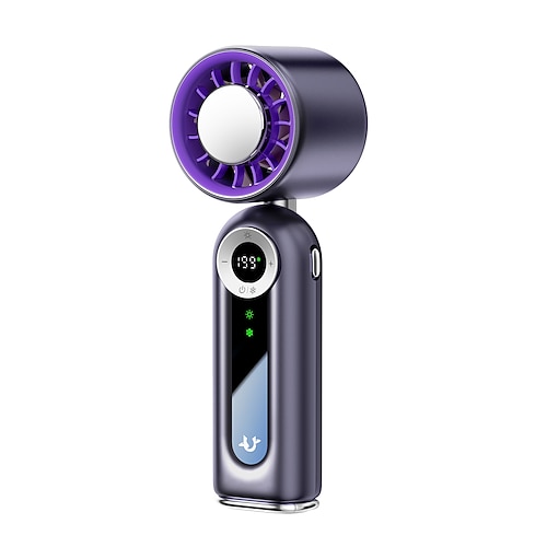 Handventilator mit Kältekompresse, 100 Geschwindigkeitsstufen, tragbarer Mini-Ventilator mit LED-Anzeige, faltbar, USB-aufladbar, ideal für Reisen, Sport, Camping, schnelle persönliche Kühlung Image