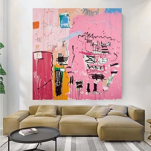 Handgemaltes Ölgemälde auf Leinwand, moderne abstrakte Wanddekoration in Rosa, Wohnzimmerdekoration, gerollt, rahmenlos, ungespannt Image