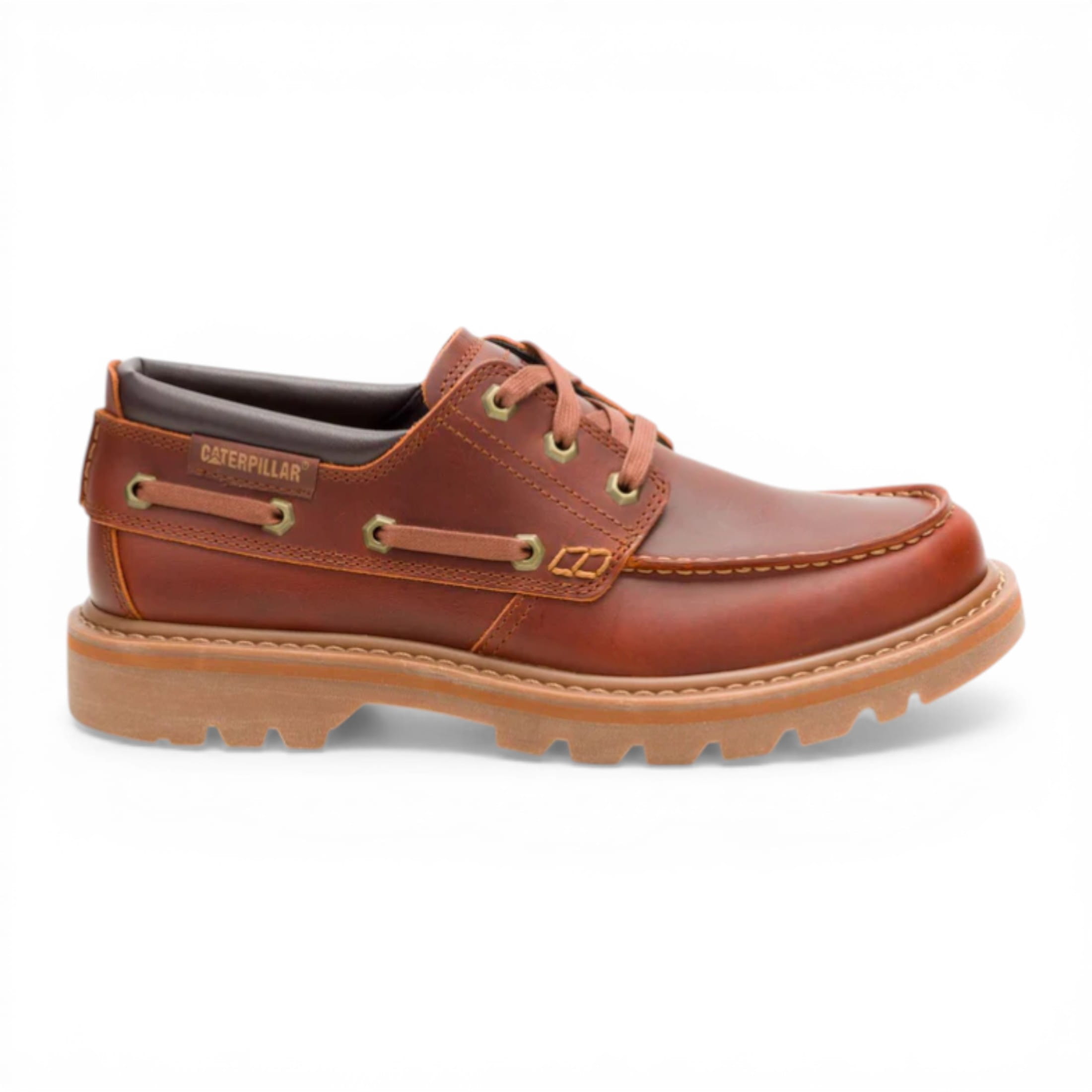 CAT (Caterpillar) Herren-Stiefel aus dunkelrotbraunem Leder, niedrig geschnitten - Colorado Boat Lo