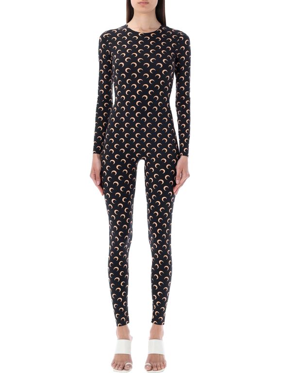 Moon Printed Stretch Jersey Catsuit - Black - MARINE SERRE Jumpsuits