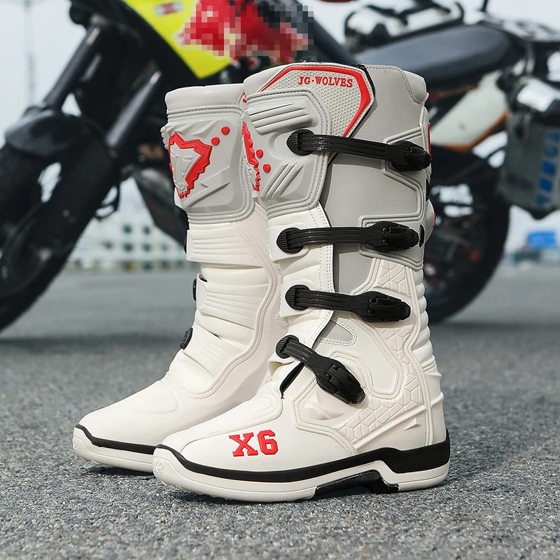 Nouvelle botte de Motocross hommes femmes équitation mi-mollet cheville chaussures de protection Moto équipement de Moto course longues bottes de Moto