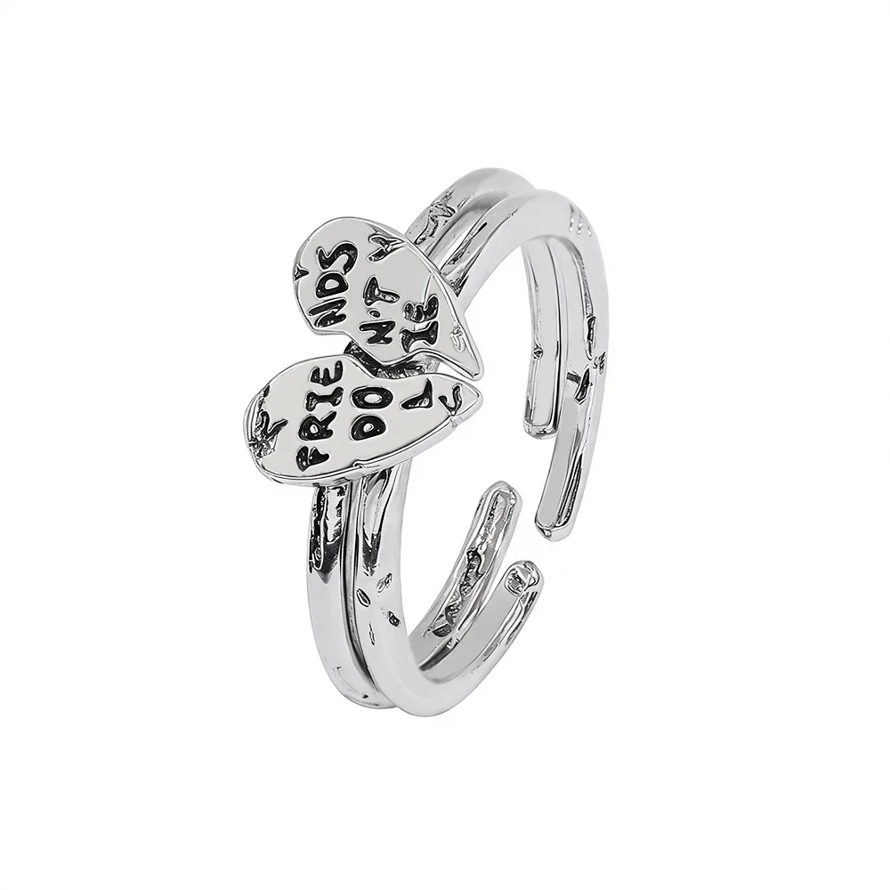 Paar-Offenring „Don't Lie Love Letter“ mit Spleißdesign, kreativer Retro-Modeschmuck, verstellbarer Ring, perfektes Geschenk für den Partner Image