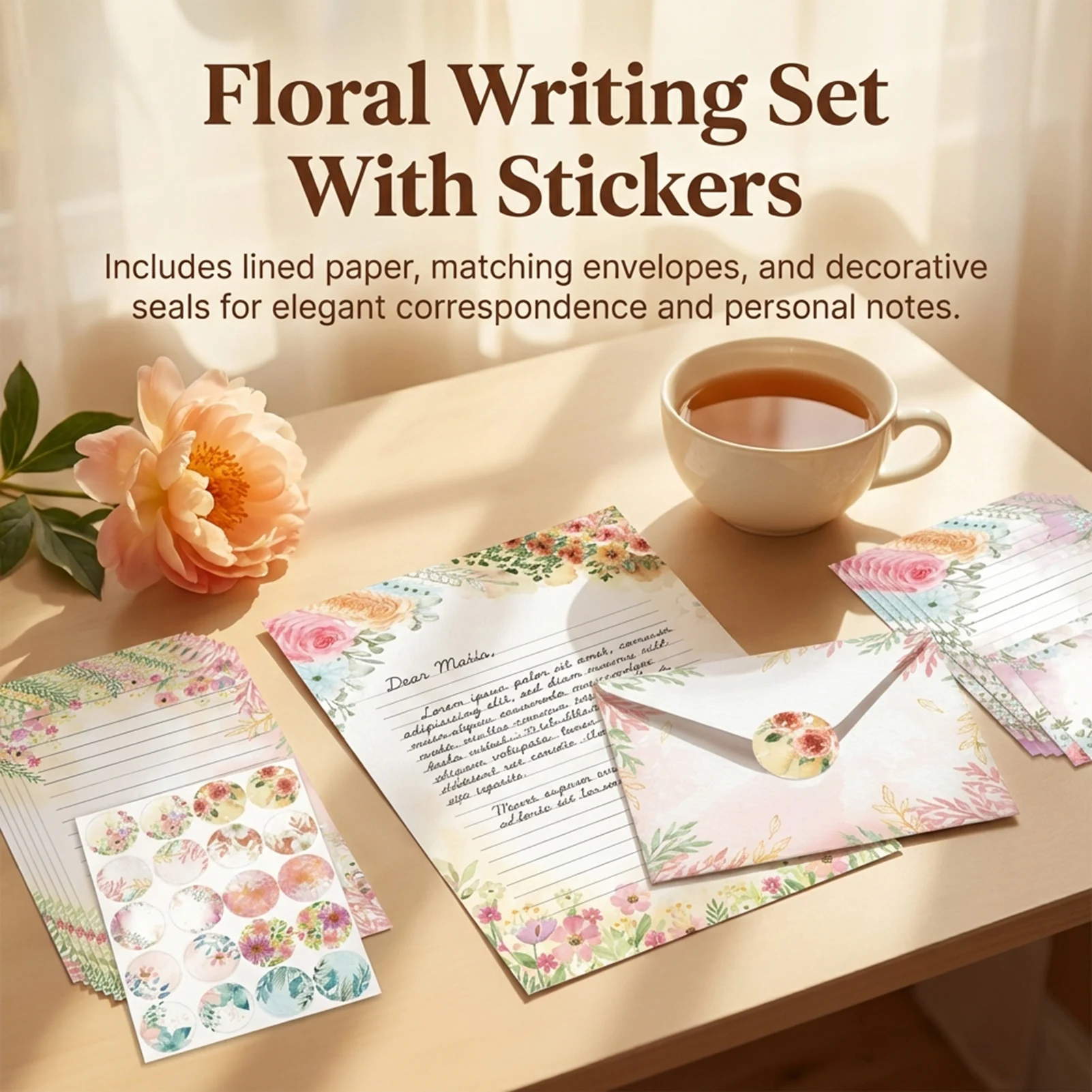 Blumiges Aquarell-Schreibwarenset im INS-Stil Elegante Geburtstagskarten Hochwertiges Papier-Geschenkset 66 Teile Image