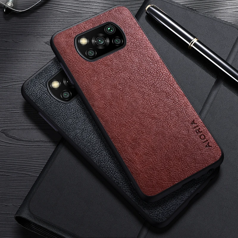 Fall für Xiaomi Poco X3 Pro GT einfaches Design Luxus Leder Business Cover für Poco X3 NFC Fall Image