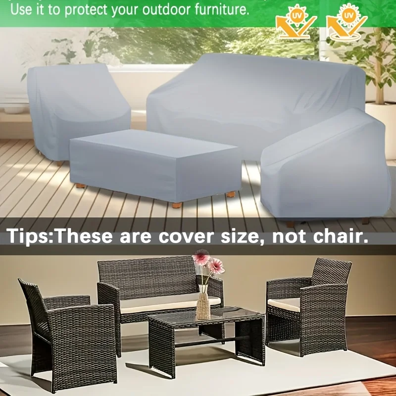 4-teiliges Set Gartenmöbel-Abdeckungen, Rattan Outdoor-Möbel, Graue Vierteilige Terrassenabdeckungen, Universell für Alle Jahreszeiten