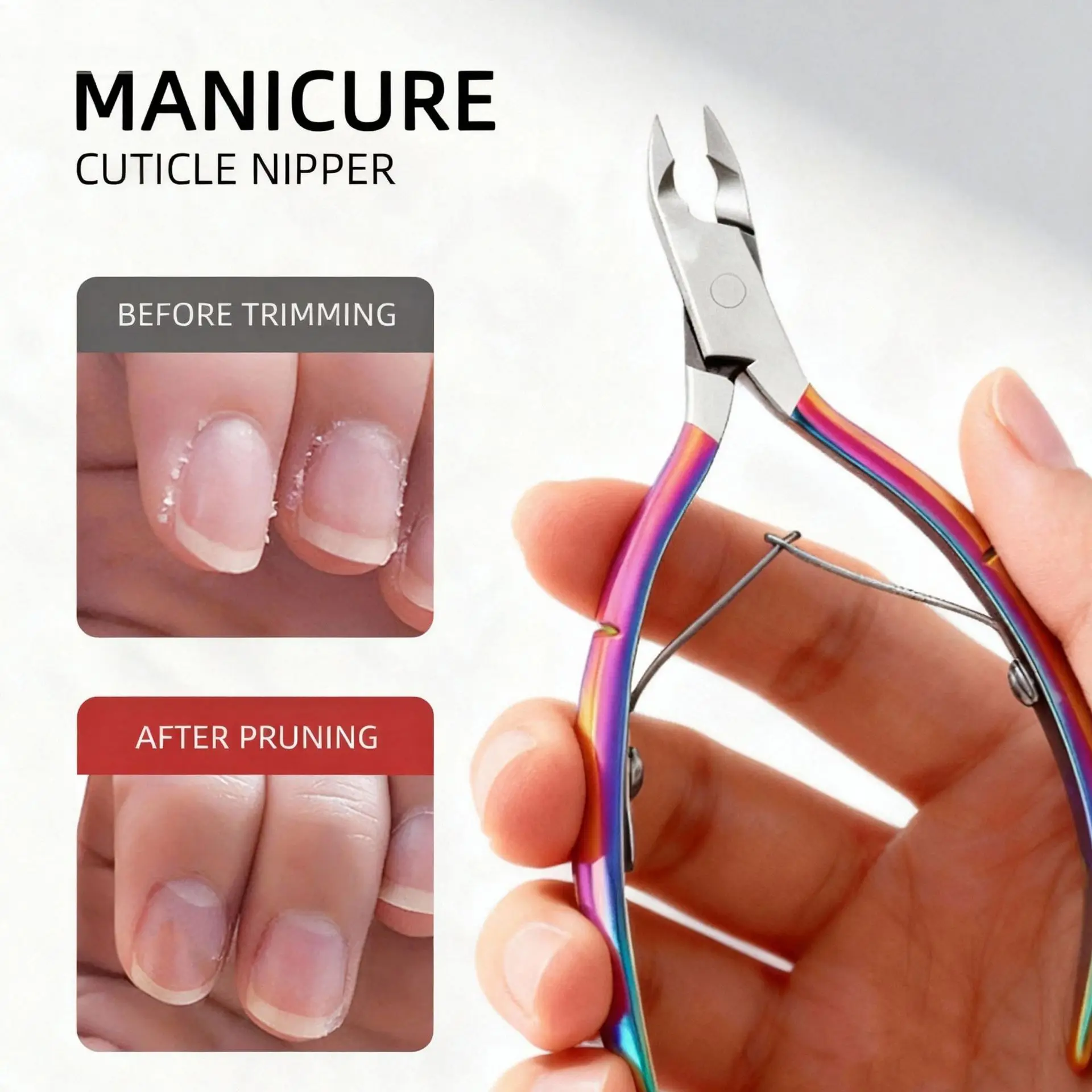 Regenbogenfarbene Nagelhautzange, Maniküre-Nagelschere, Nagelhauttrimmer, Hornhautentferner, Pediküre-Edelstahlschneider Image