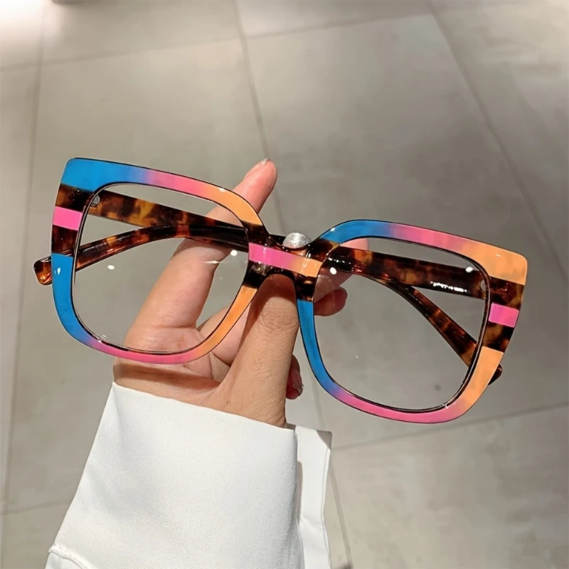 Quadratische Computerbrille Unisex Geeignet für Büro, Gaming und Präsentationen Trendiges Farbverlauf-Linsendesign Image