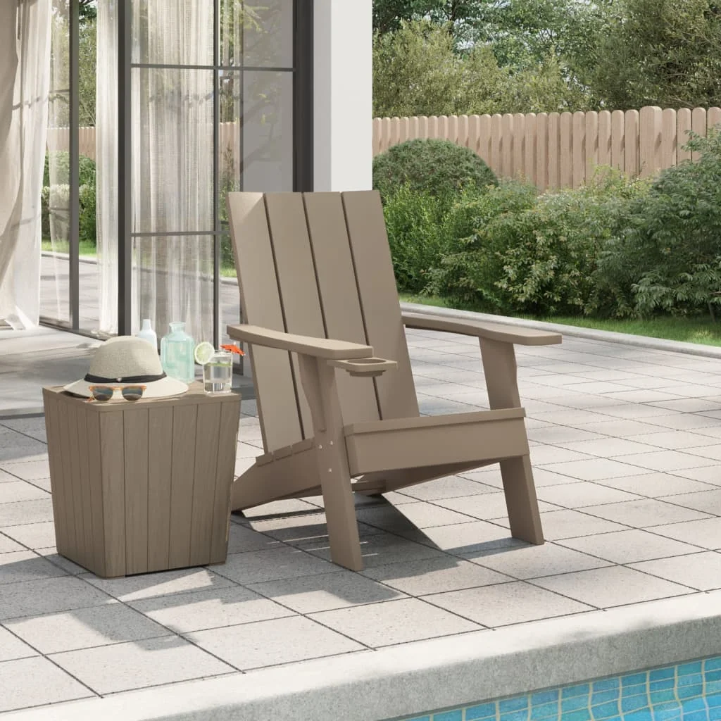 Hellbrauner Adirondack-Gartenstuhl 75 x 88,5 x 89,5 cm PP. Outdoor-Stühle für Gärten, Pools, Strände im Innen- und Außenbereich erhältlich Image