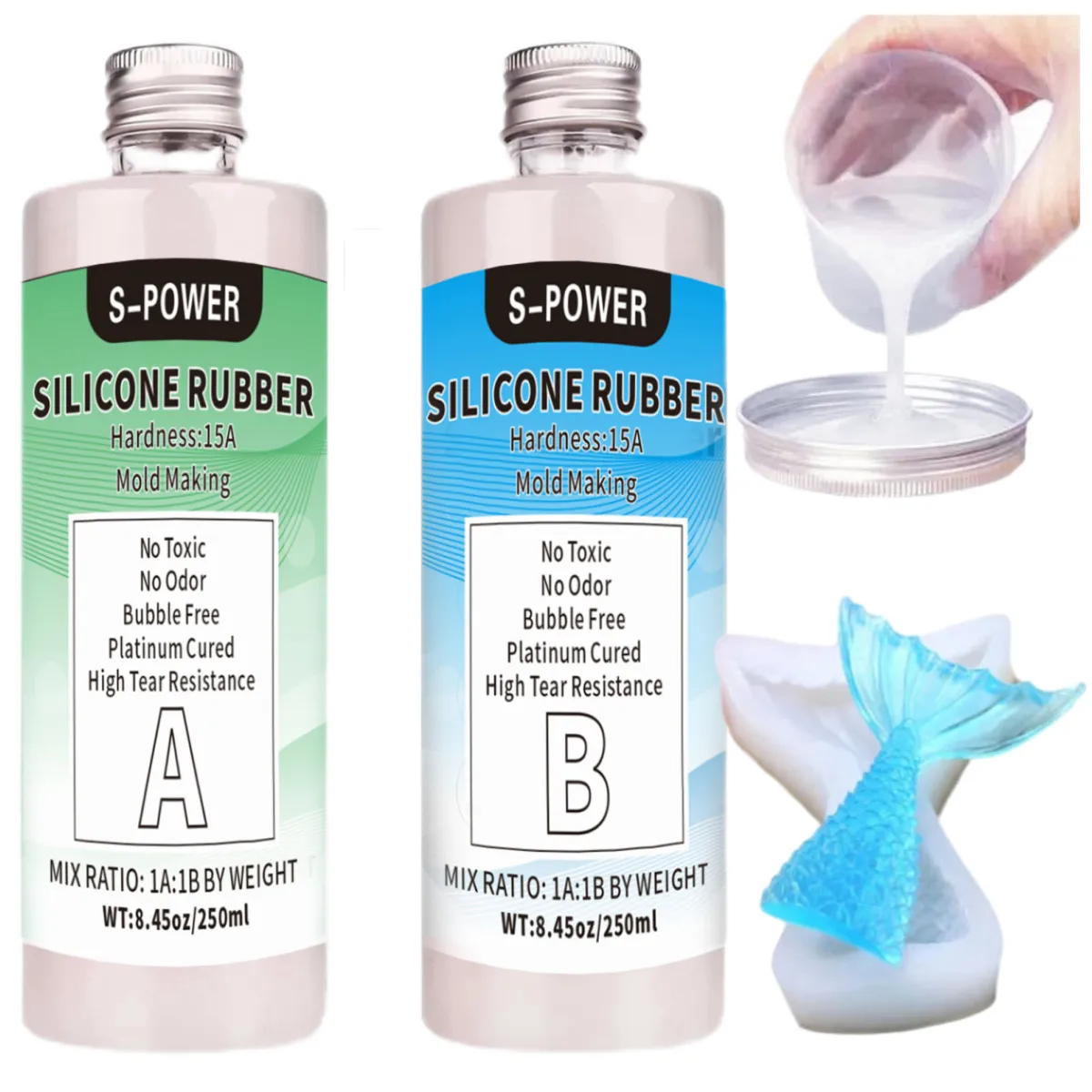 Flüssiges Silikonkautschuk-Set - Überlegene Qualität, Schnell Härtend, Sicheres Silikon für Formen, Gießen, Harz, Wachs und Bastelprojekte Image