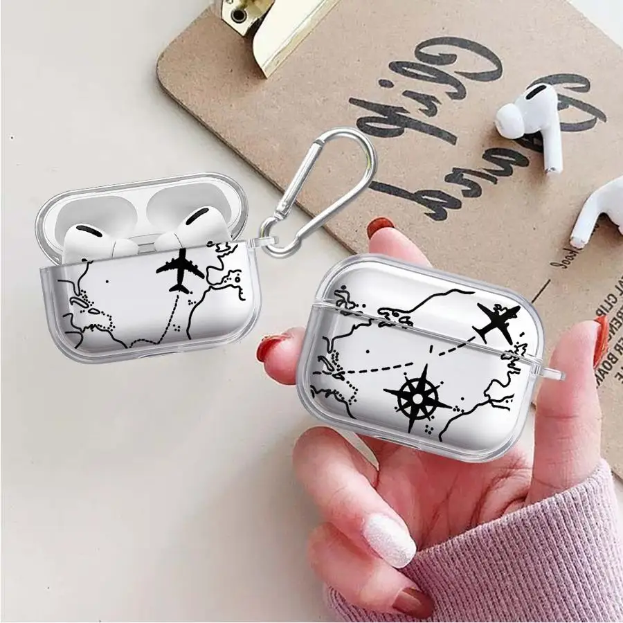 Hülle für Airpods Pro3 1 3 Pro2 Pro 4 2 Transparente Kopfhörer-Schutzhülle Weltreise Flugzeug Image