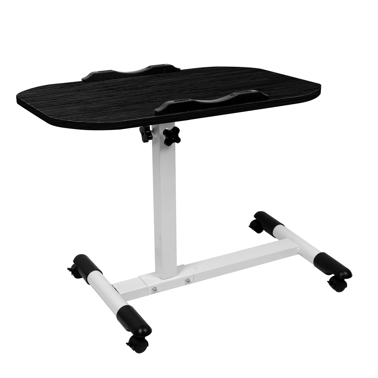 Höhenverstellbarer mobiler Beistelltisch für das Bett mit 4 Rollen, 60x40cm, Laptoptisch, drehbarer Tisch für das Wohnzimmer, Bett