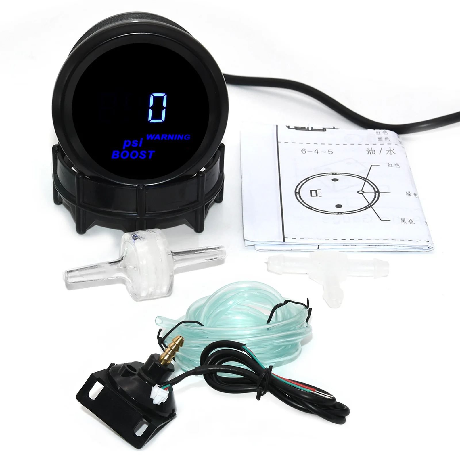 Ad Auto Auto Turbo Boost Manometer mit Sensor psi-14in. hg ~ 0 ~ 30psi 2 "52mm Universal Rauch len 12V Turbo Boost Psi Meter digital Image