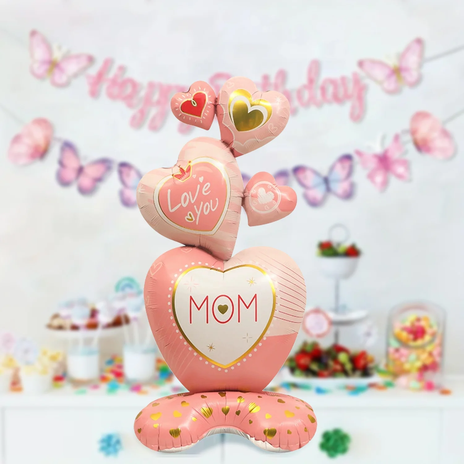 Große Muttertags-Folienballons „Ich liebe dich, Mama“, Happy Mother's Day Party Luftballons, Mutter Geburtstagsgeschenke, Jubiläumsdeko Image