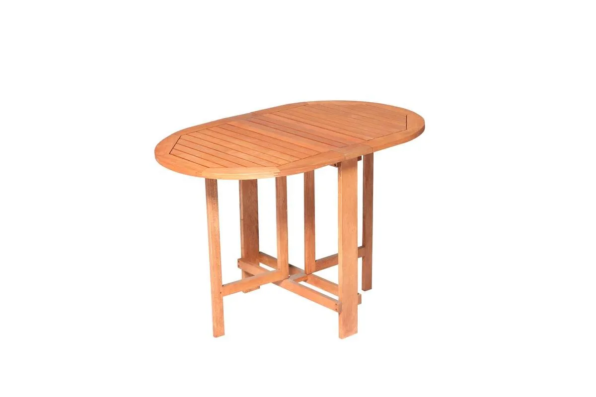 Balkontisch klappbar 120 x 60 cm, oval, Eukalyptusholz, kleiner Gartentisch, Klapptisch