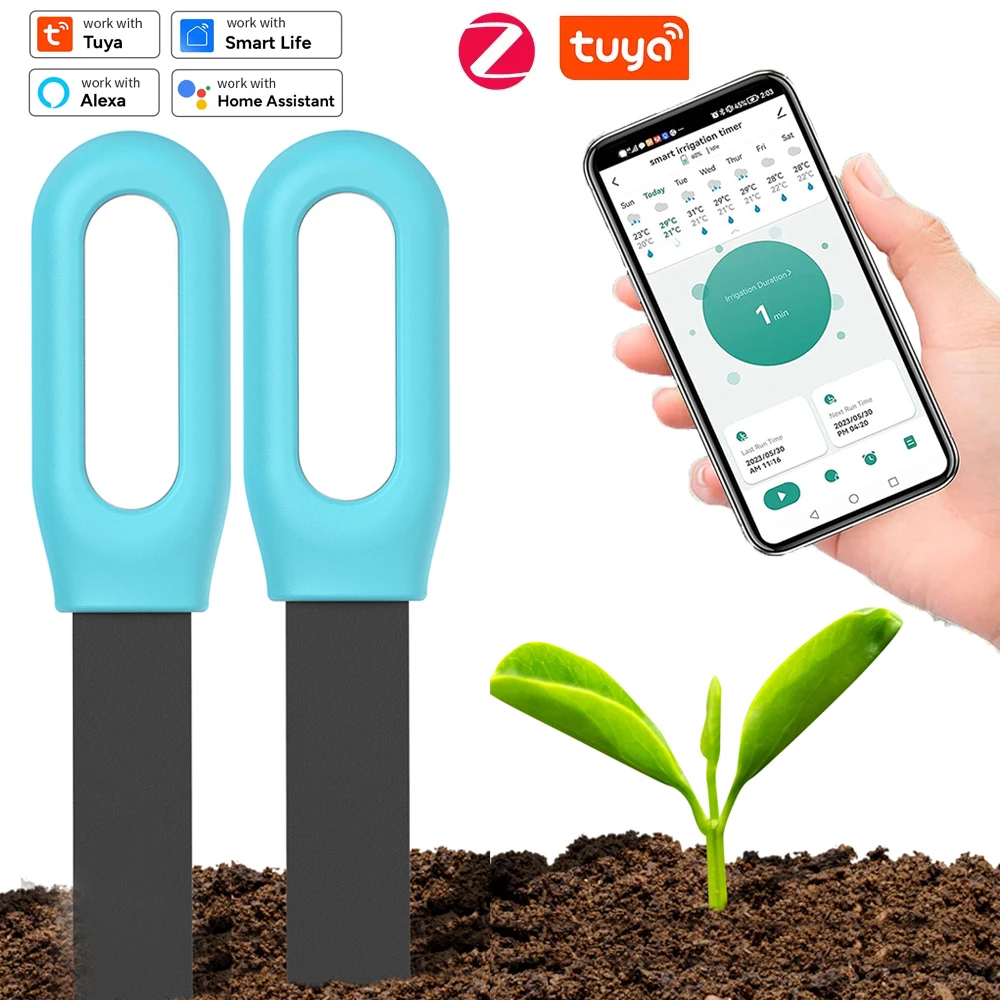 1-5 Stück Tuya Zigbee Boden-Smart-Sensor Temperatur- und Feuchtigkeitsdetektor Smart Life Home Assistant Echtzeit-Monitor Gartenprodukte Image